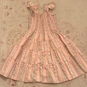 Hill House Girls' Peach-Pink Floral Ruffle Sundress
